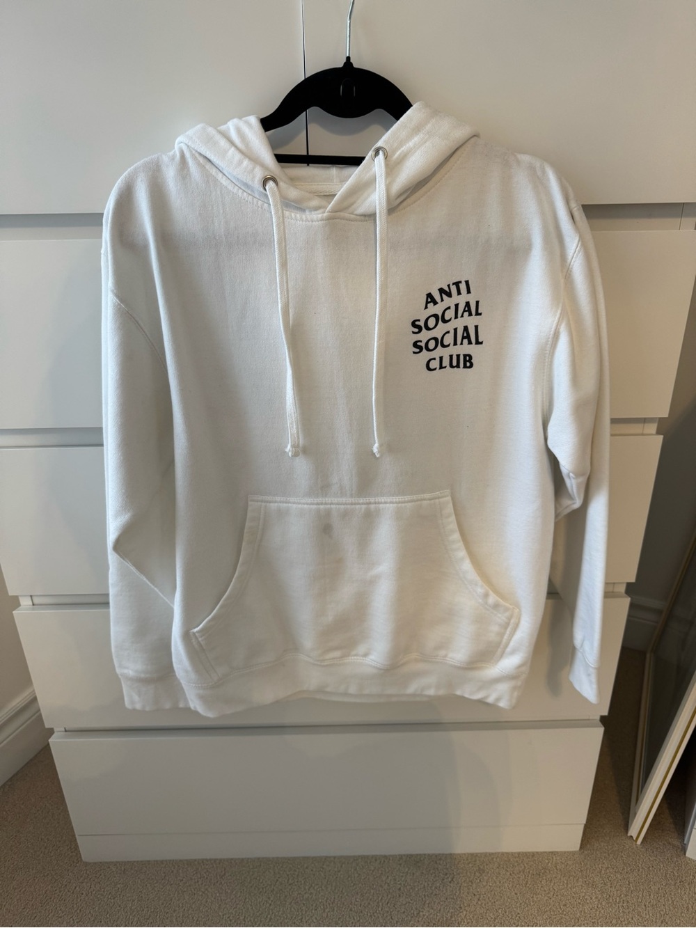 Anti Social Social Club White Hoodie with Black Chest Logo - Men